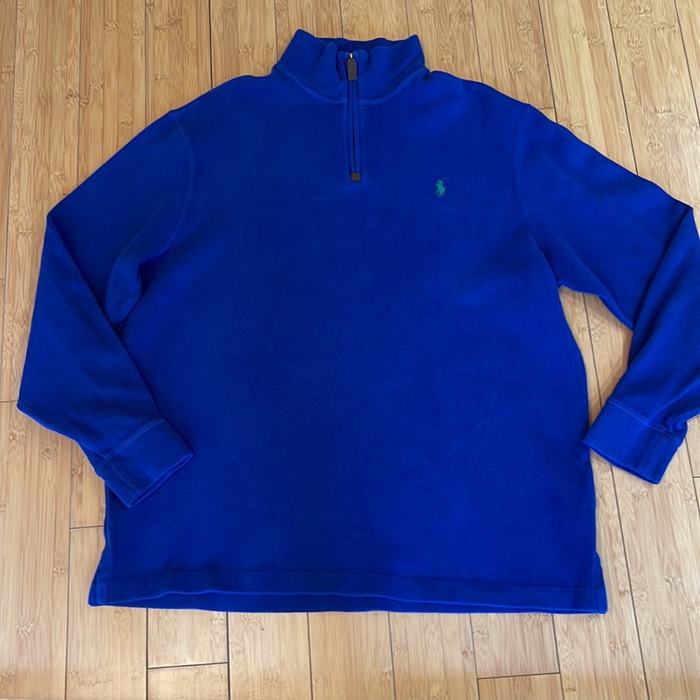 Polo Ralph Lauren 1/4 Zip Sweater Pullover Mens Size XL Large Tight Knit Blue